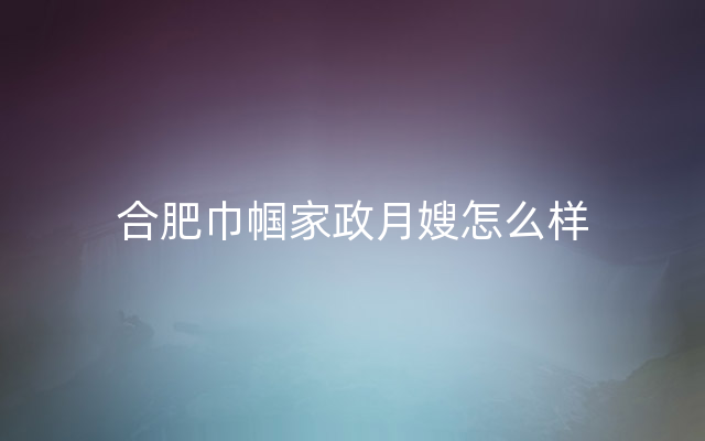 合肥巾帼家政月嫂怎么样