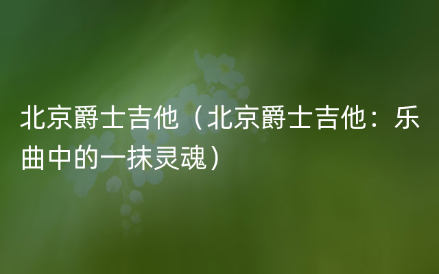 北京爵士吉他（北京爵士吉他：乐曲中的一抹灵魂）