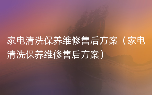 家电清洗保养维修售后方案（家电清洗保养维修售后方案）