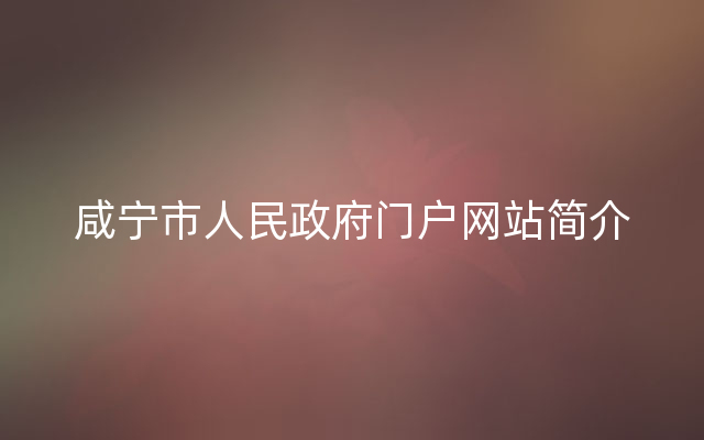 咸宁市人民政府门户网站简介