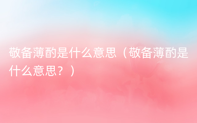 敬备薄酌是什么意思（敬备薄酌是什么意思？）