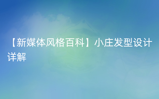 【新媒体风格百科】小庄发型设计详解