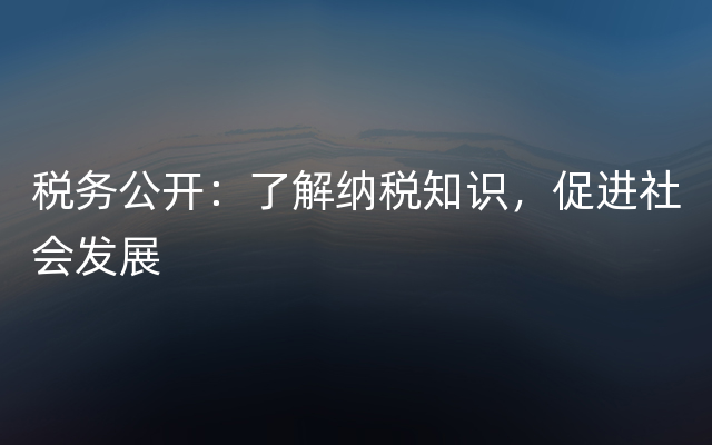 税务公开：了解纳税知识，促进社会发展