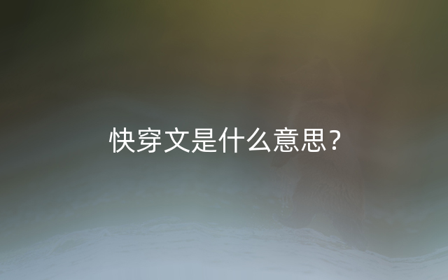 快穿文是什么意思？