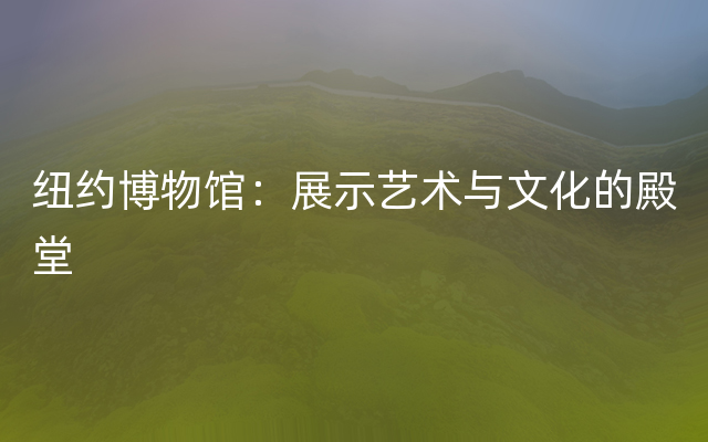 纽约博物馆：展示艺术与文化的殿堂