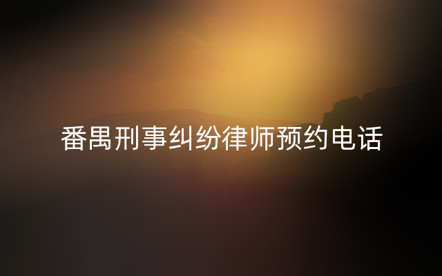 番禺刑事纠纷律师预约电话
