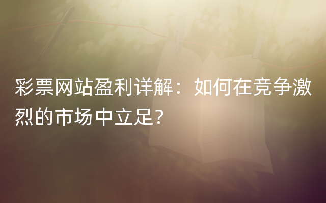 彩票网站盈利详解：如何在竞争激烈的市场中立足？