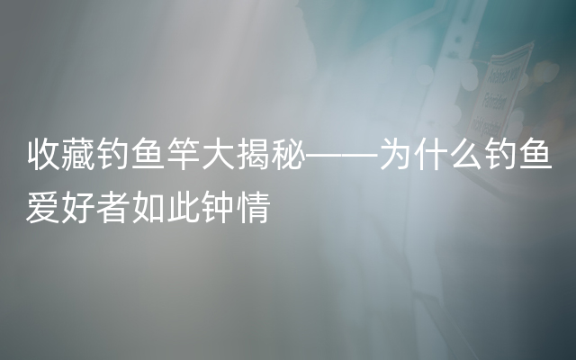 收藏钓鱼竿大揭秘——为什么钓鱼爱好者如此钟情