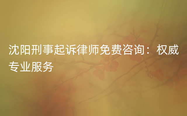 沈阳刑事起诉律师免费咨询：权威专业服务