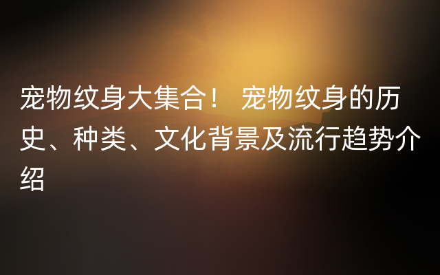 宠物纹身大集合！ 宠物纹身的历史、种类、文化背景及流行趋势介绍