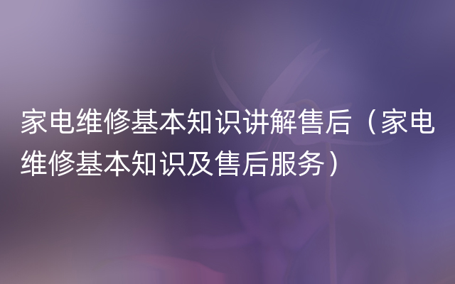 家电维修基本知识讲解售后（家电维修基本知识及售后服务）