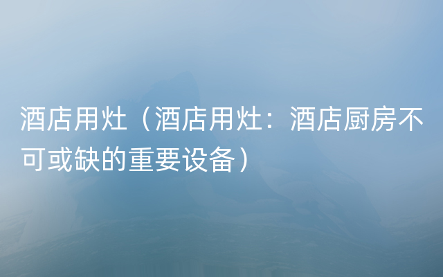 酒店用灶（酒店用灶：酒店厨房不可或缺的重要设备）