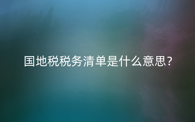 国地税税务清单是什么意思？