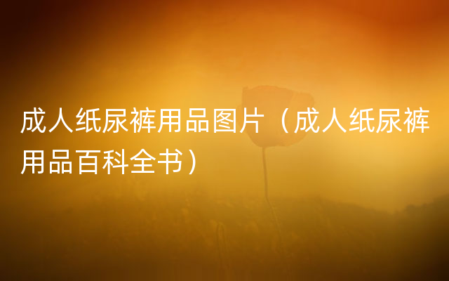 成人纸尿裤用品图片（成人纸尿裤用品百科全书）