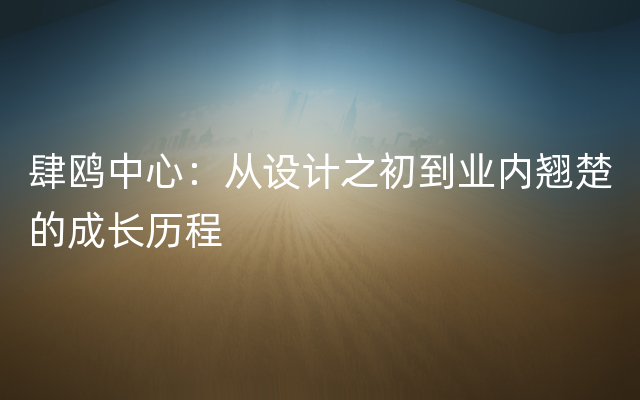 肆鸥中心：从设计之初到业内翘楚的成长历程