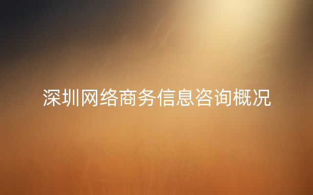 深圳网络商务信息咨询概况