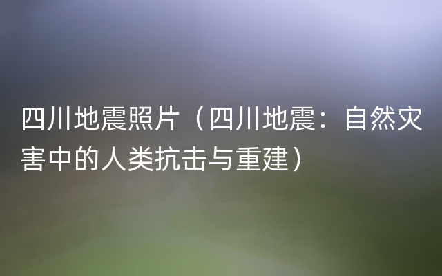 四川地震照片（四川地震：自然灾害中的人类抗击与重建）
