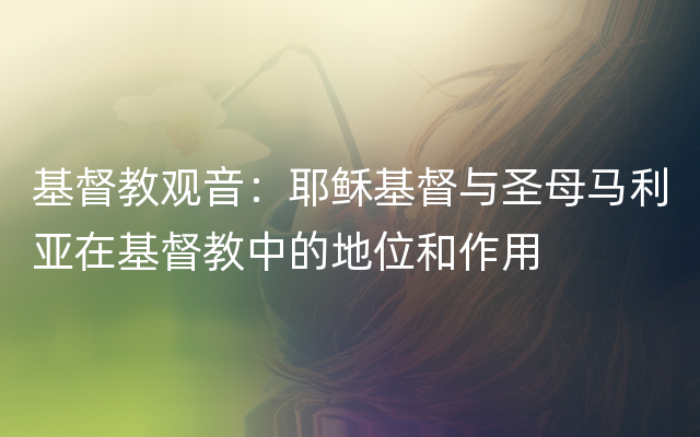 基督教观音：耶稣基督与圣母马利亚在基督教中的地