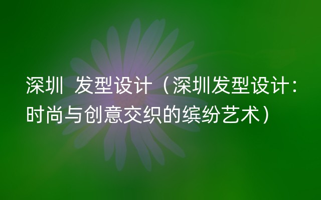 深圳  发型设计（深圳发型设计：时尚与创意交织的缤纷艺术）