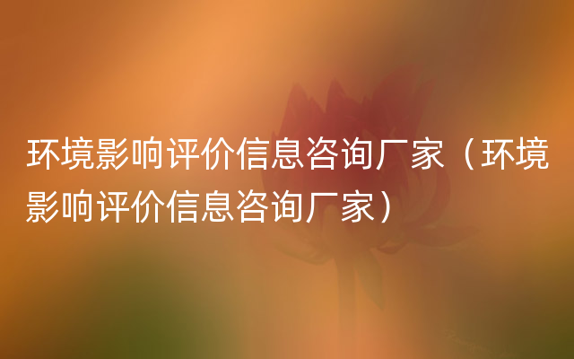 环境影响评价信息咨询厂家（环境影响评价信息咨询厂家）