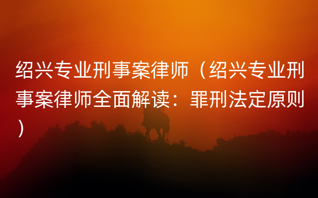 绍兴专业刑事案律师（绍兴专业刑事案律师全面解读：罪刑法定原则）