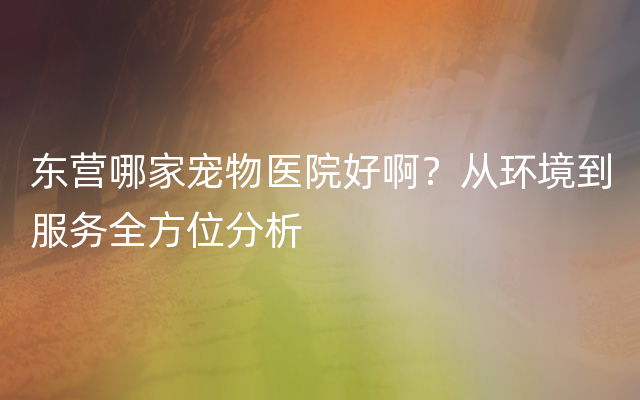 东营哪家宠物医院好啊？从环境到服务全方位分析