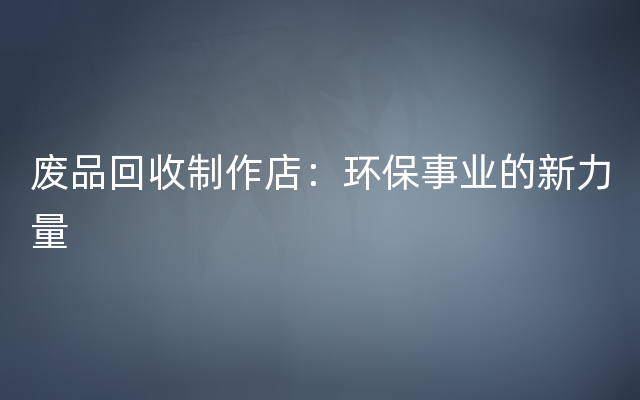 废品回收制作店：环保事业的新力量