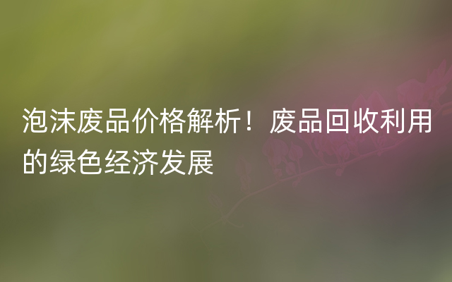 泡沫废品价格解析！废品回收利用的绿色经济发展