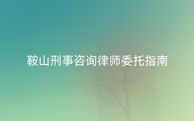 鞍山刑事咨询律师委托指南