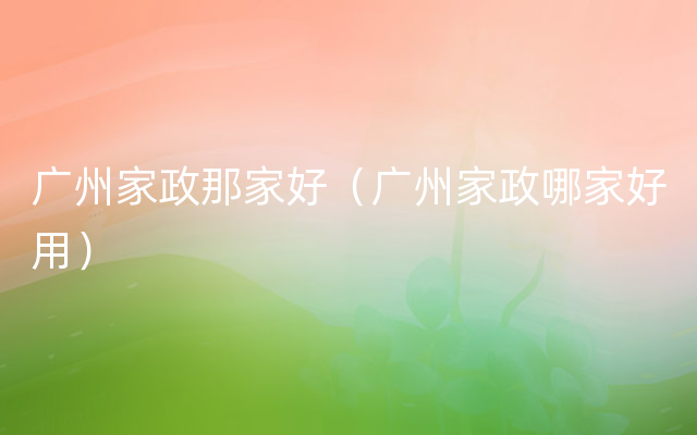 广州家政那家好（广州家政哪家好用）