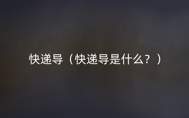 快递导（快递导是什么？）