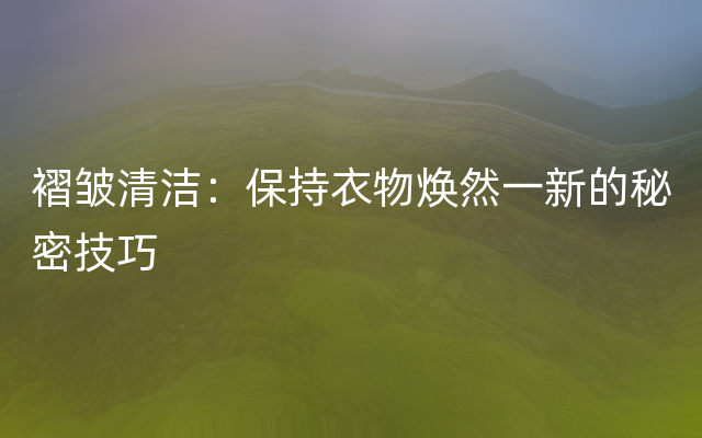 褶皱清洁：保持衣物焕然一新的秘密技巧
