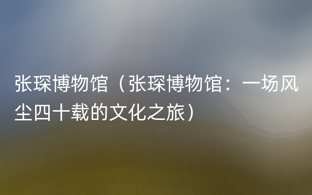 张琛博物馆（张琛博物馆：一场风尘四十载的文化之旅）