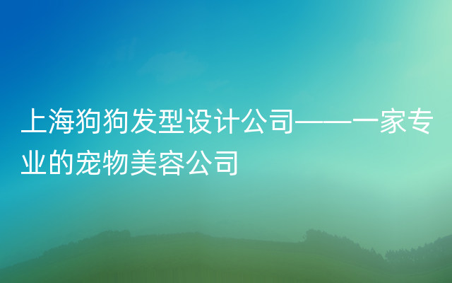 上海狗狗发型设计公司——一家专业的宠物美容公司