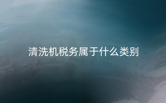 清洗机税务属于什么类别