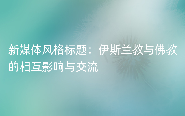 新媒体风格标题：伊斯兰教与佛教的相互影响与交流