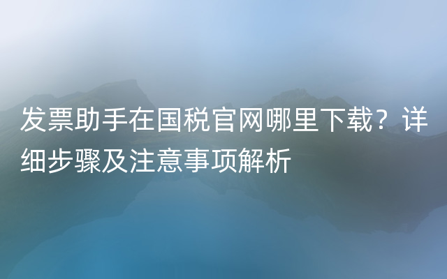 发票助手在国税官网哪里下载？详细步骤及注意事项解析
