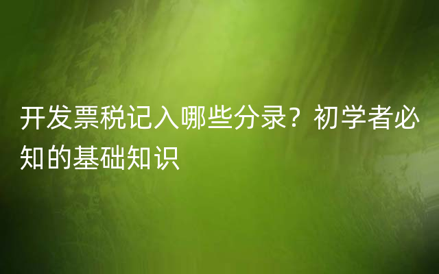 开发票税记入哪些分录？初学者必知的基础知识