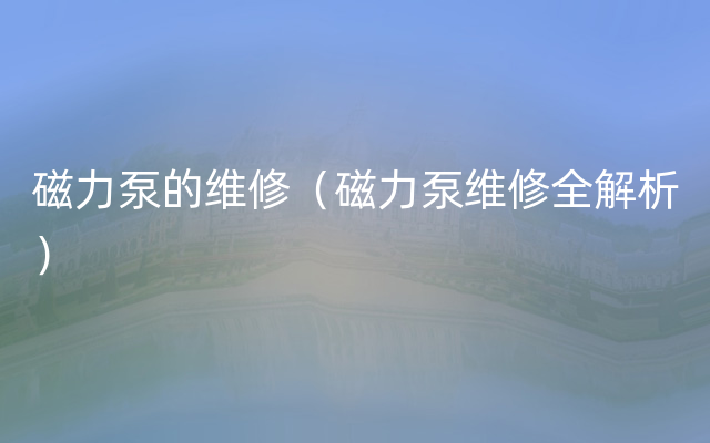 磁力泵的维修（磁力泵维修全解析）