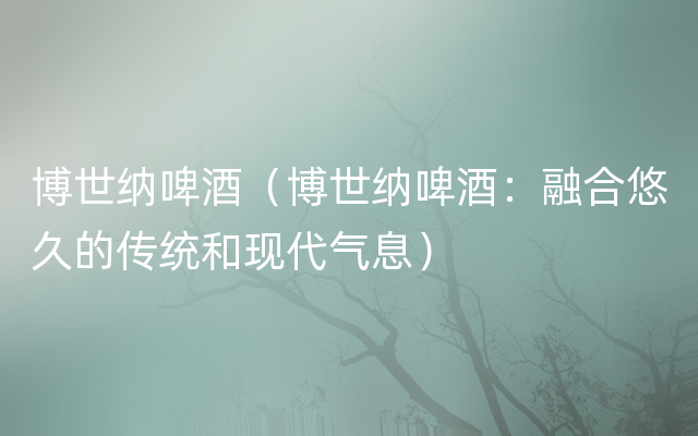博世纳啤酒（博世纳啤酒：融合悠久的传统和现代气息）