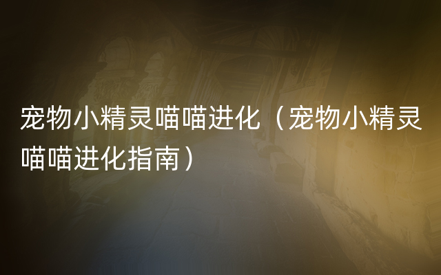 宠物小精灵喵喵进化（宠物小精灵喵喵进化指南）