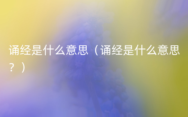 诵经是什么意思（诵经是什么意思？）