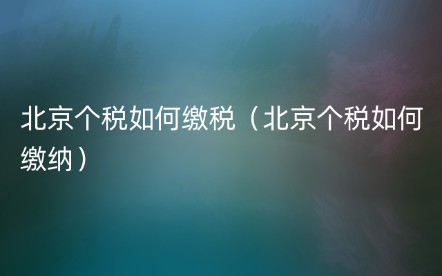 北京个税如何缴税（北京个税如何缴纳）