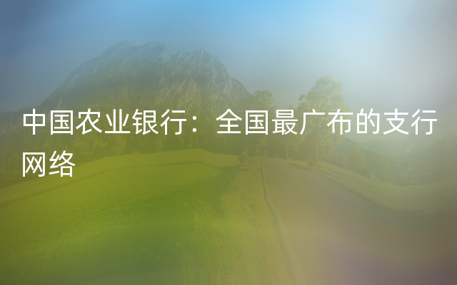 中国农业银行：全国最广布的支行网络