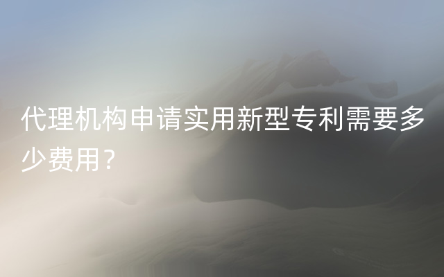 代理机构申请实用新型专利需要多少费用？