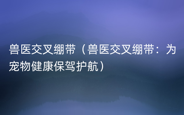 兽医交叉绷带（兽医交叉绷带：为宠物健康保驾护航）