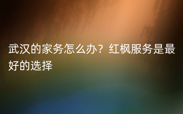 武汉的家务怎么办？红枫服务是最好的选择