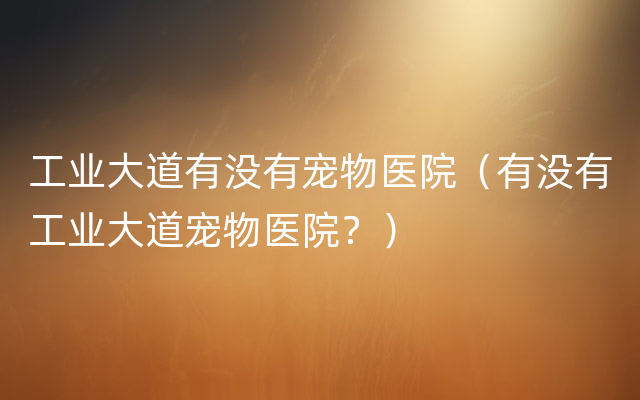 工业大道有没有宠物医院（有没有工业大道宠物医院？）