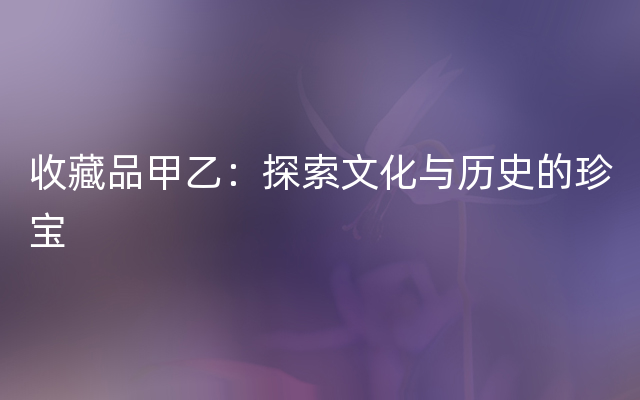 收藏品甲乙：探索文化与历史的珍宝