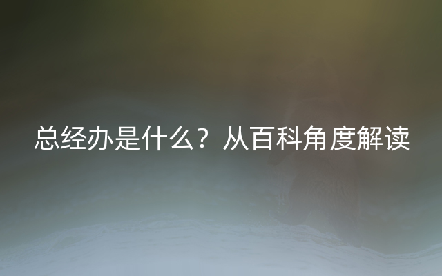 总经办是什么？从百科角度解读